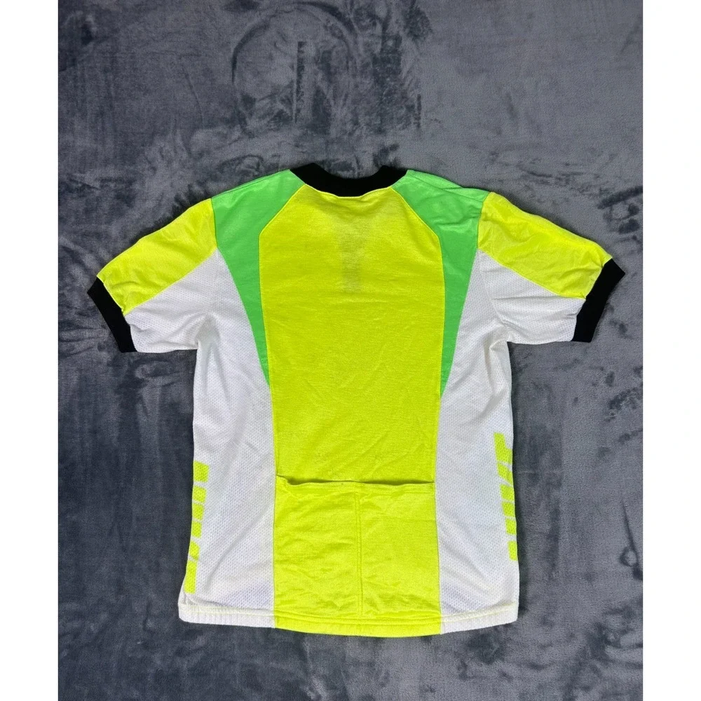 Vintage Nike Cycling Jersey Neon Yellow Green 90s Half Zip Shirt‎ Mens M Rare